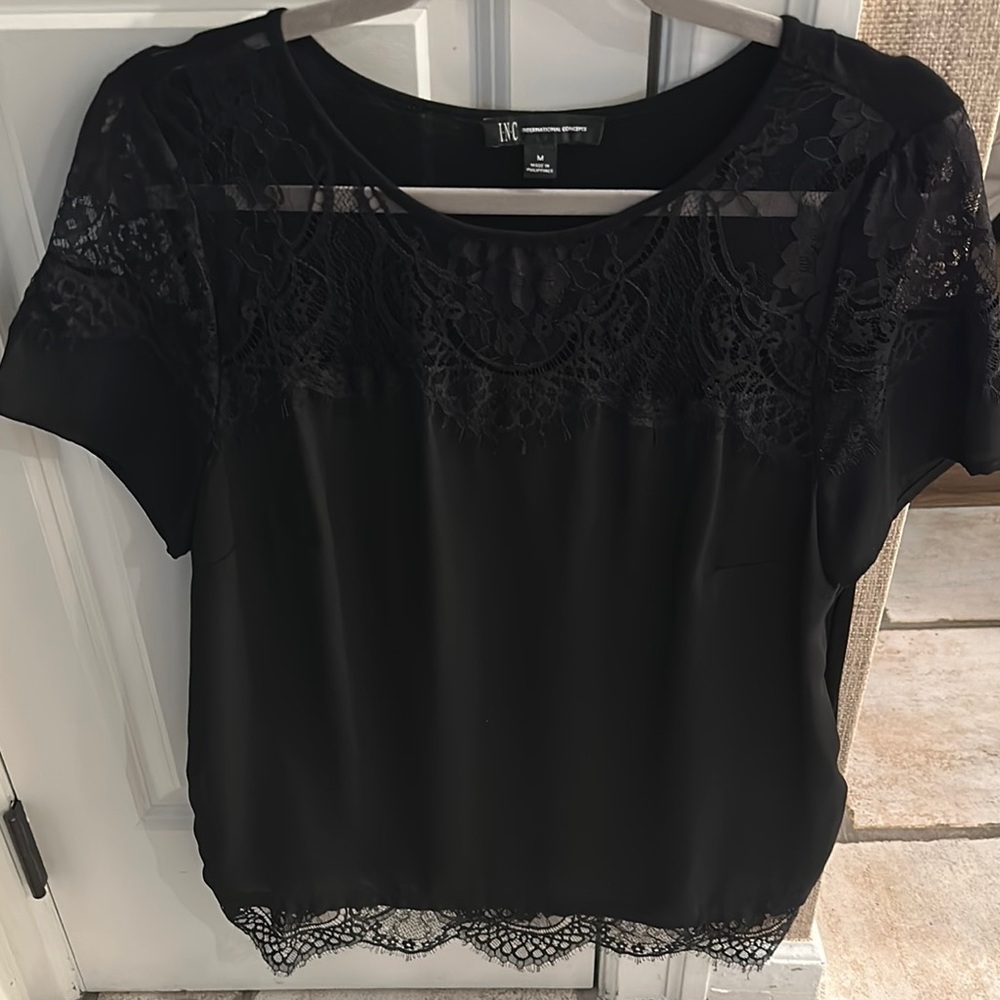 INC Black Lace Women's Top